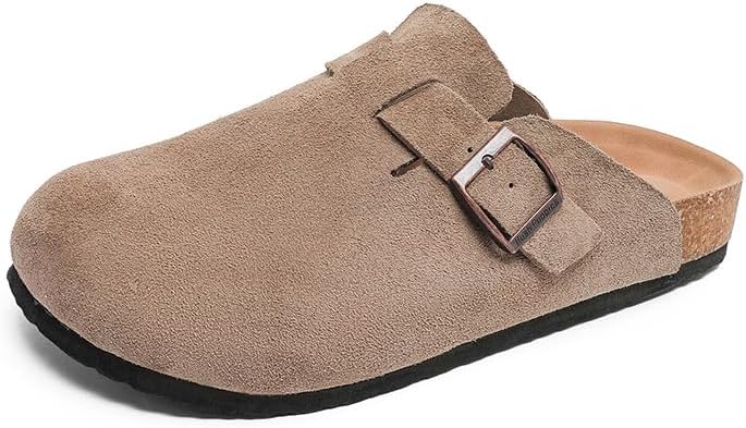 

Унисекс замшевые клоуганы, коричневый тауп, сандалии на пробковой подошве с пряжкой, удобные мюли без застежки Generic