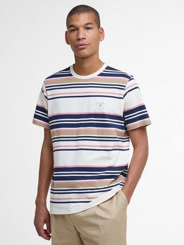 

Aickmen хлопковая футболка Regular Fit с коротким рукавом в полоску Barbour, Whisper White