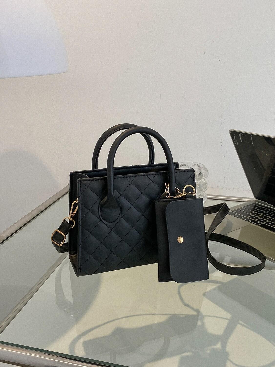 

Сумка стеганая с портмоне, черный