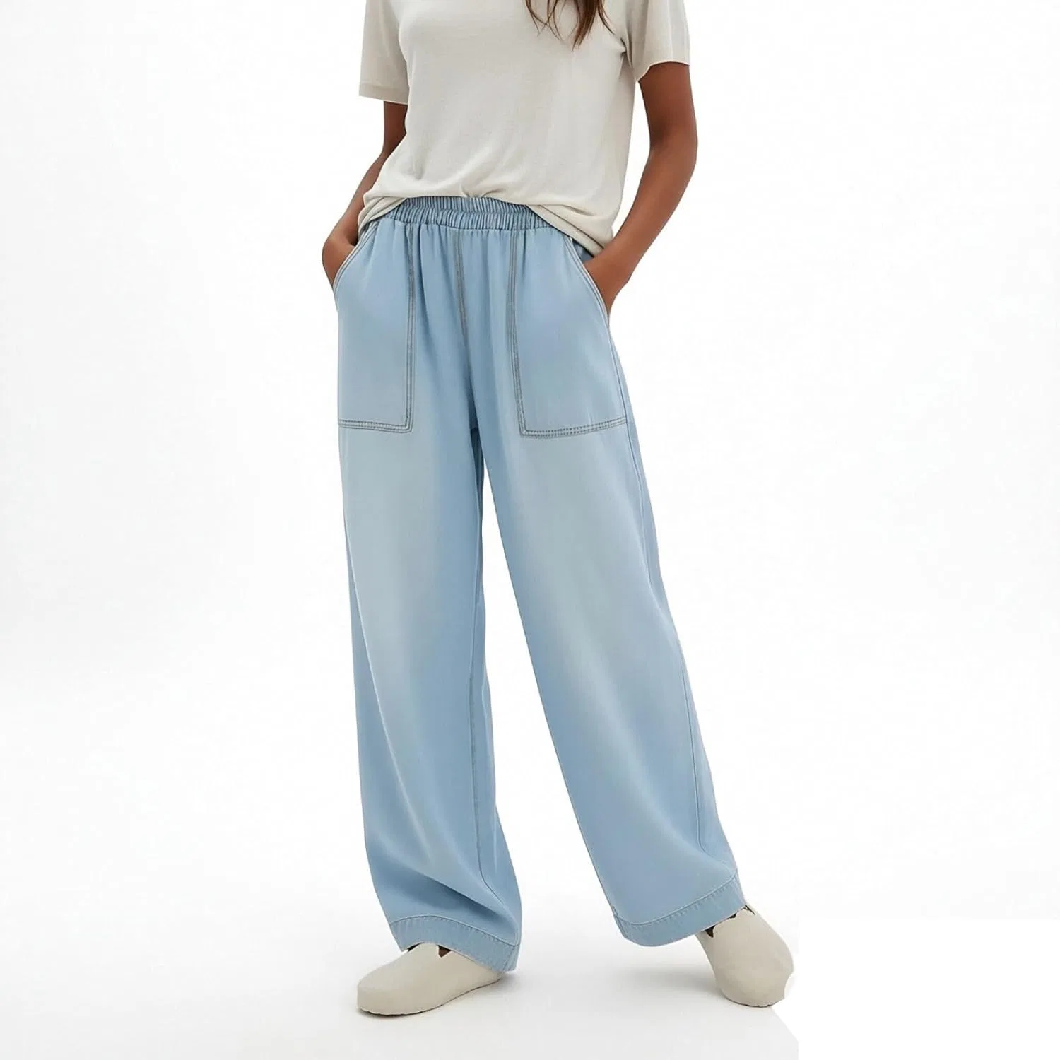 Джинсы свободные Baggy, светло-синий — фото 4