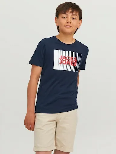 

Рубашка с короткими рукавами для подростков Jack & Jones "JJECORP LOGO TEE PLAY SS O-NECK NOOS JNR" Jack & Jones Junior, синий