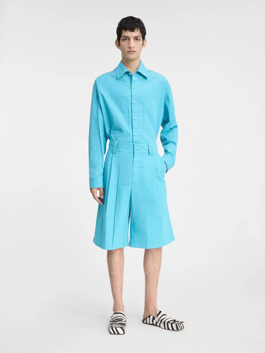 

Шорты-бермуды со вставками навега плиссе Jacquemus, бирюзовый