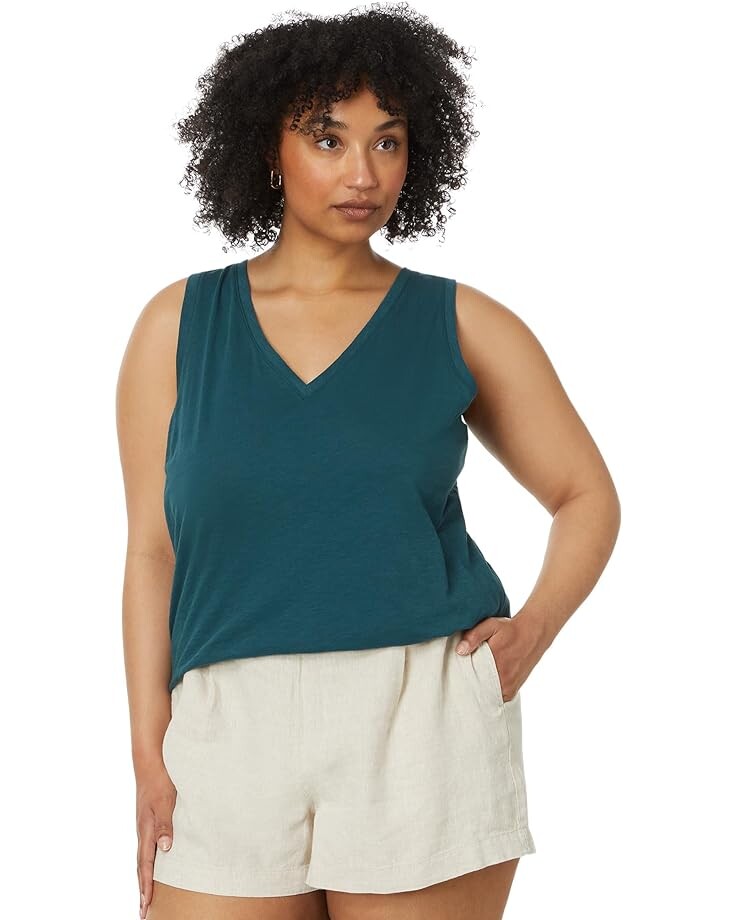 

Майка Madewell Whisper Cotton V-Neck Tank, цвет Mineral Blue