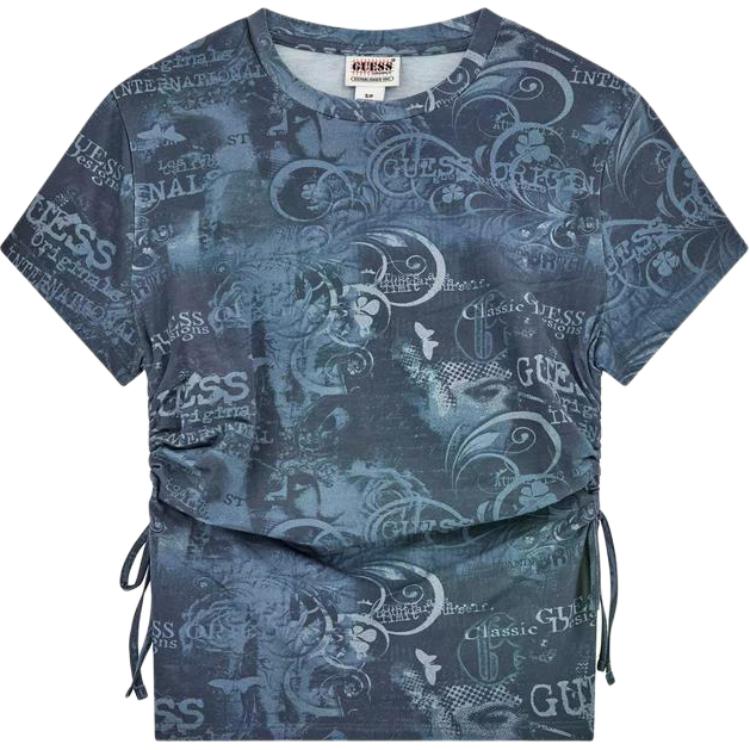 

GUESS Футболка Women's FB6M Blue Print Crew Neck Moderate Straight Fit, Синий, GUESS Футболка Women's FB6M Blue Print Crew Neck Moderate Straight Fit