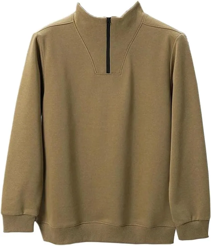 

Мужской свитшот на молнии однотонный с полувысоким воротником и длинными рукавами