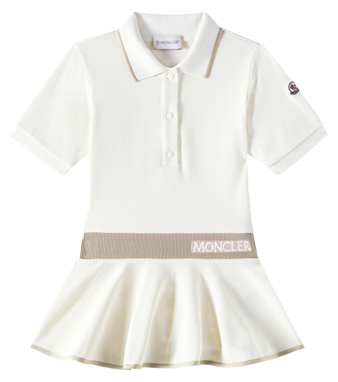 

Хлопковая пике-поло платье Moncler Enfant, белый