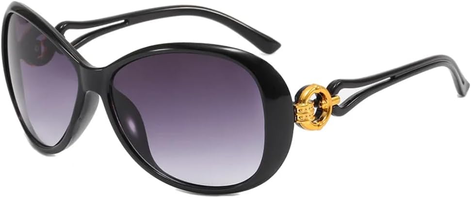 

Модные ретро-солнцезащитные очки с градиентным овальным рисунком для женщин, с яркой оправой, для отдыха, уличной стрельбы, мужские, с защитой от УФ-излучения UV400 UATXTAU, Black Grey