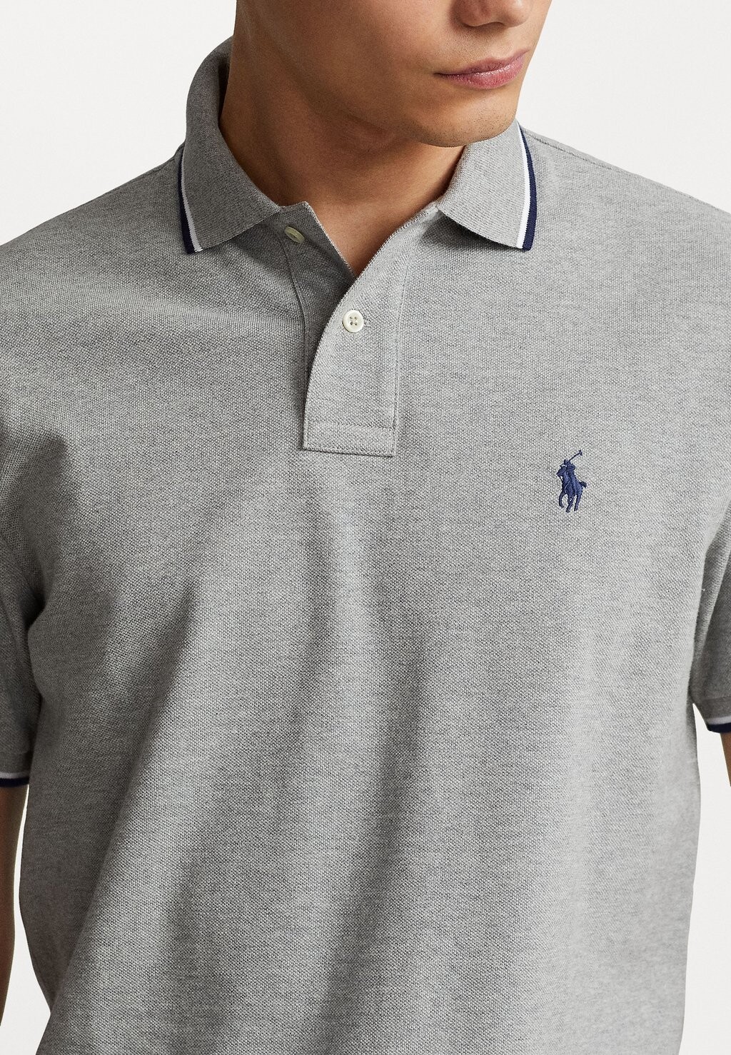 

Поло CUSTOM SLIM FIT MESH POLO SHIRT Ralph Lauren, серый