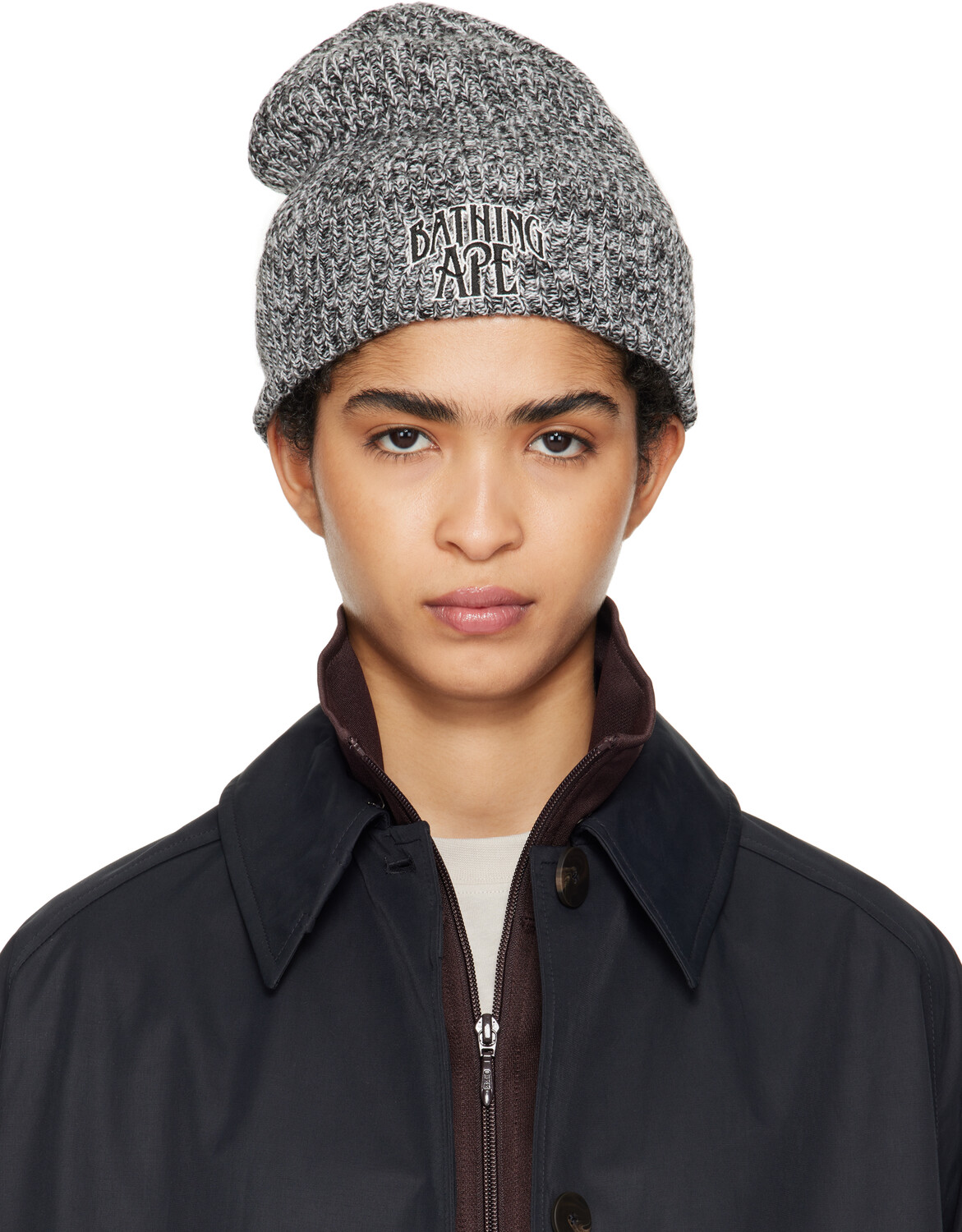 

Вязаная шапка серого градиента BAPE, черный