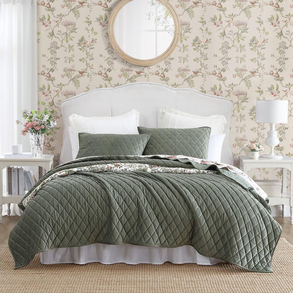 

Комплект одеял Laura Ashley La Solid с ромбовидной строчкой, зеленый