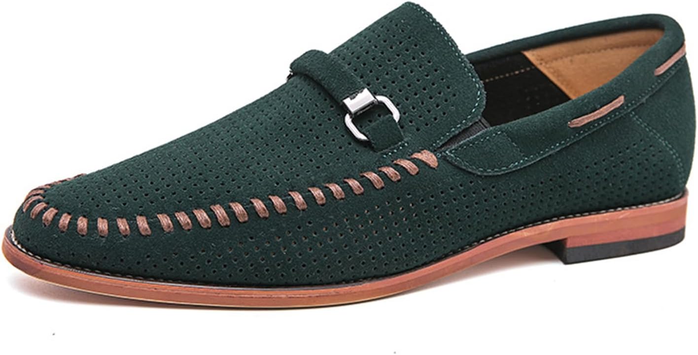 

Мужские замшевые лоферы на удобной подошве без шнурков, легкие с массивным каблуком, нескользящие мокасины, прогулок, работы, поездок и повседневного использования Nxnbhsl, зеленый