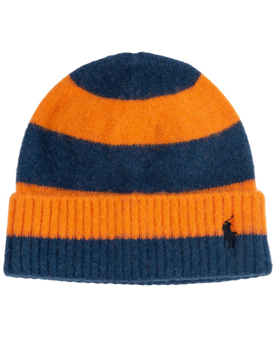 

Мужская шапка-бини с полосатым узором Polo Ralph Lauren, Navy/orange
