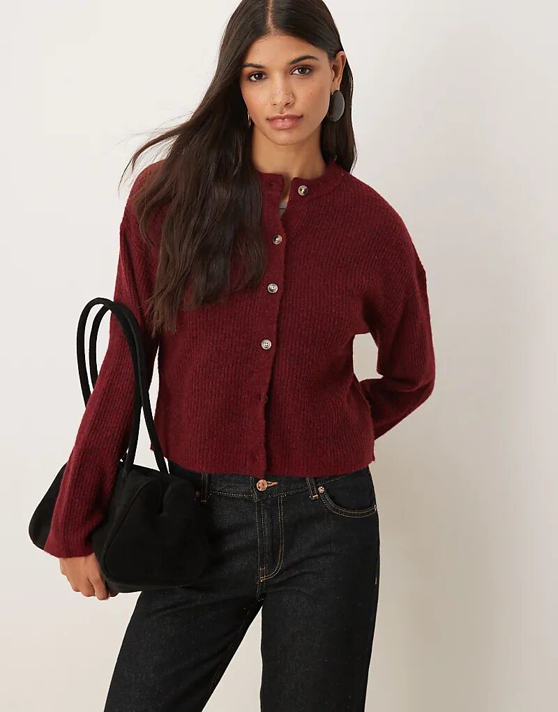 

Свободный кардиган из альпаки ASOS DESIGN сливового цвета