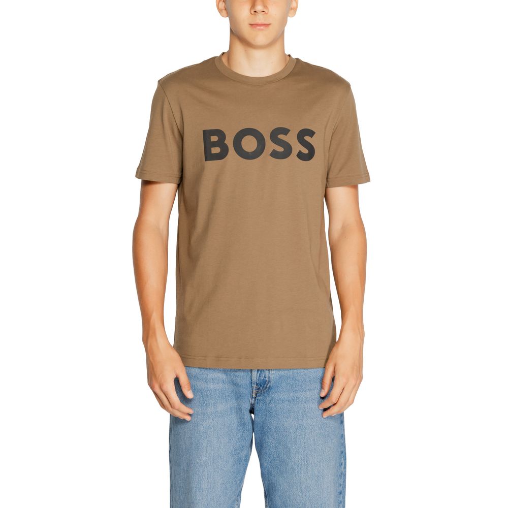 

Коричневая хлопковая футболка Hugo Boss