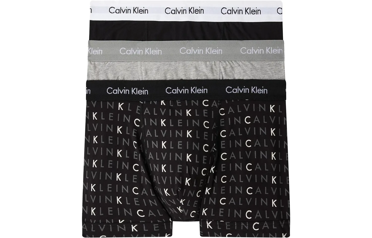 Трусы с логотипом на поясе, набор из 5 штук Calvin Klein, Black+Gray+All over Print — фото 3