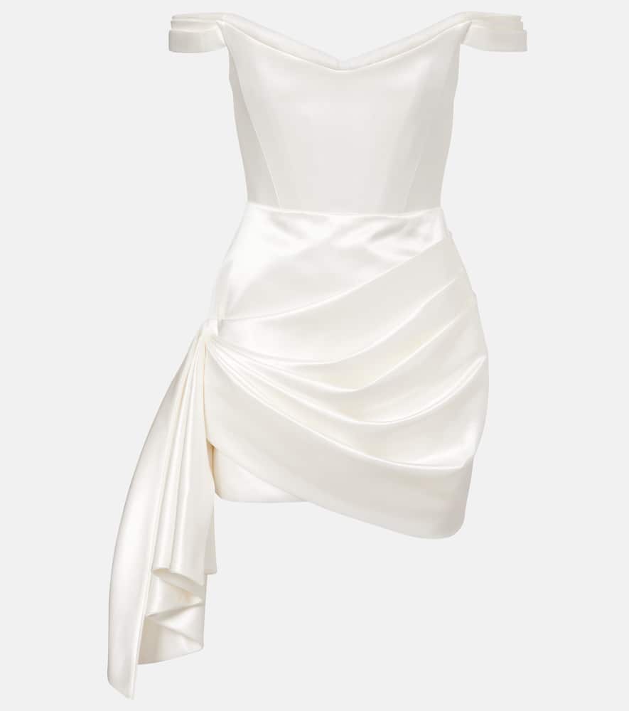 

Свадебное платье-бюстье из хлопка и шелкового сатина Alex Perry, White