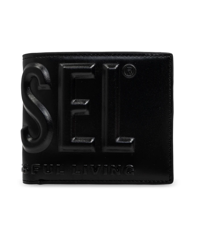 

Кошелек с монограммой ПК и логотипом Diesel, черный