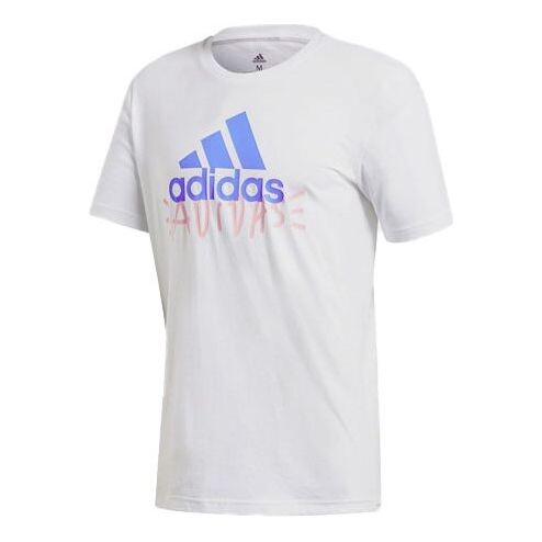 

Футболка спортивная граффити круглый вырез короткий рукав Adidas, белый