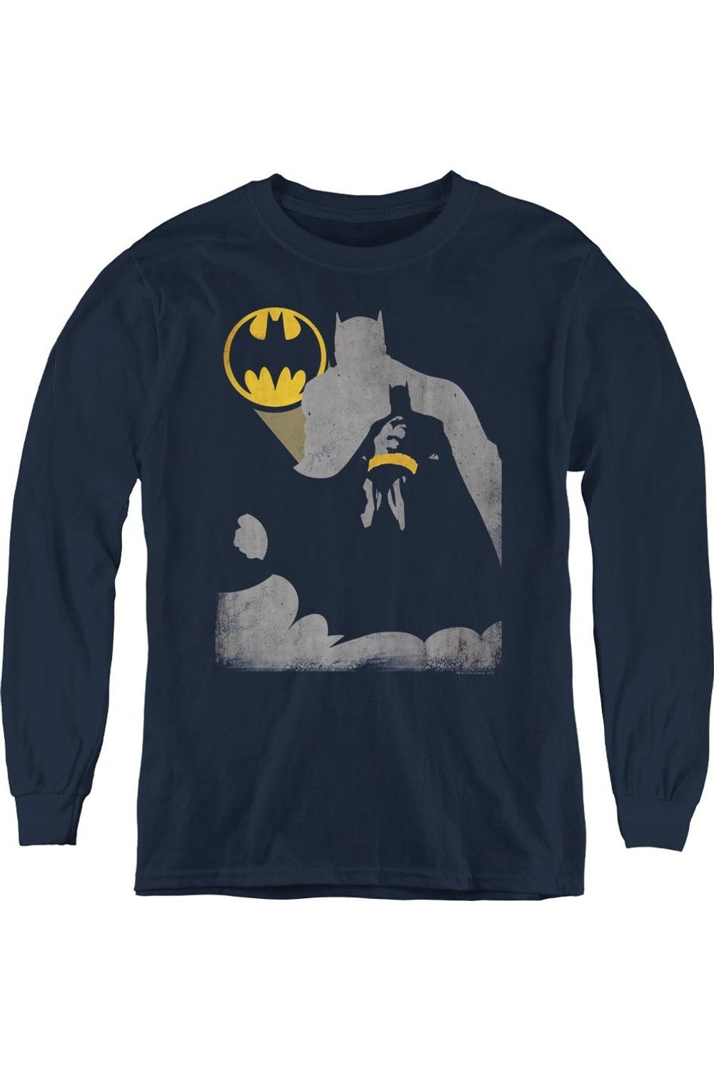 

Футболка с длинным рукавом Batman "Нокаут" для детей Gildan, темно-синий