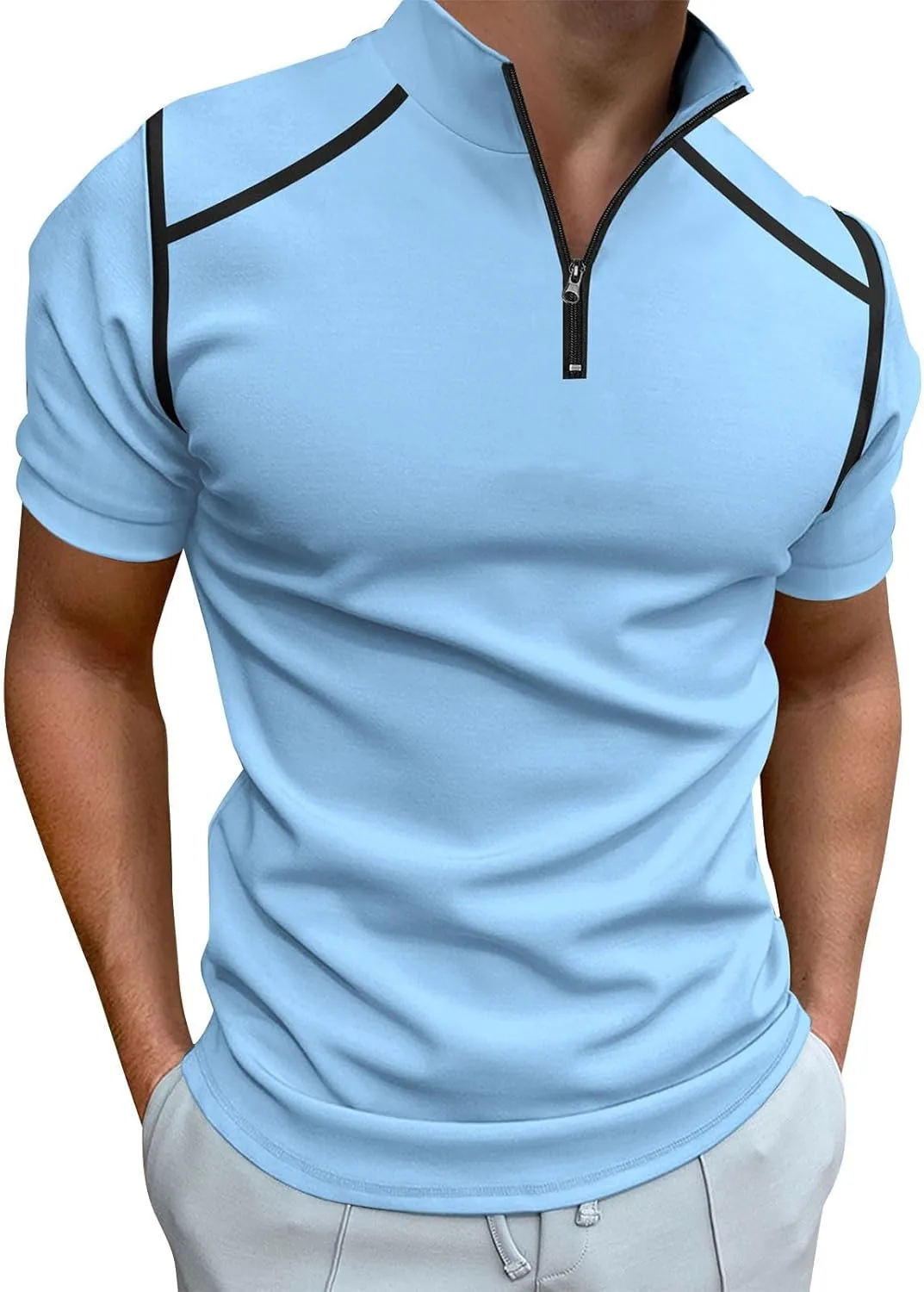 

Мужская футболка Henley Slim Fit с коротким рукавом и воротником-стойкой
