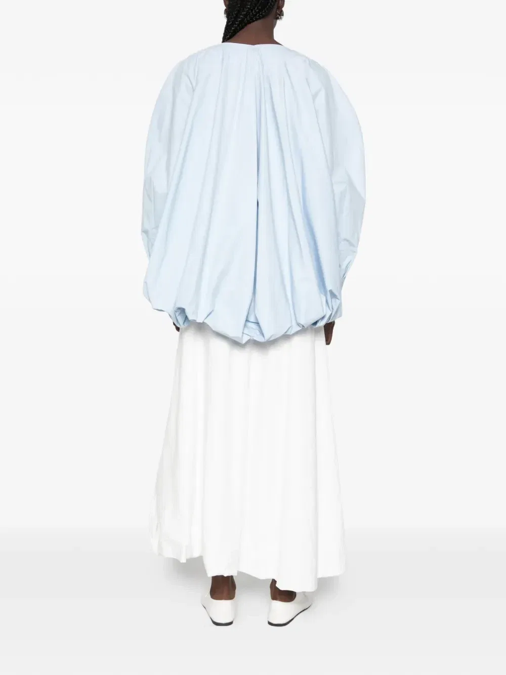 Платье с рукавами-фонариками и пышной спинкой JACQUEMUS, синий — фото 4