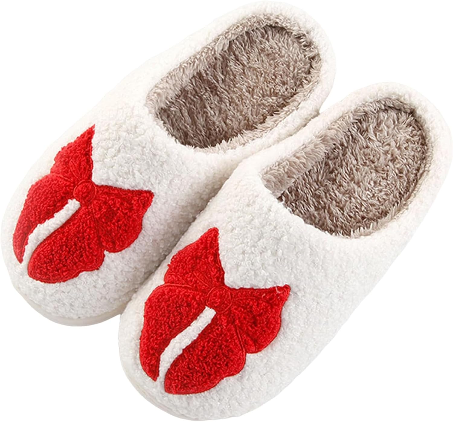 

Тапочки WIRETRAN для женщин и мужчин с мягкой подошвой с эффектом памяти, пушистые зимние теплые домашние тапочки, красный