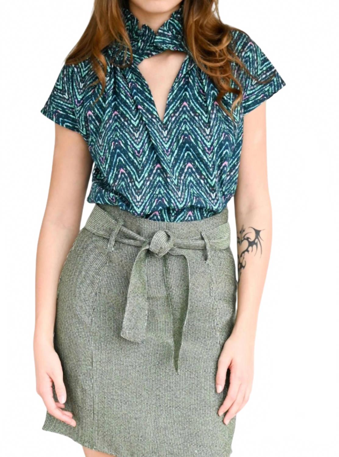 

Топ Vicki с короткими рукавами и узором «зигзаг» Never A Wallflower, Zig Zag