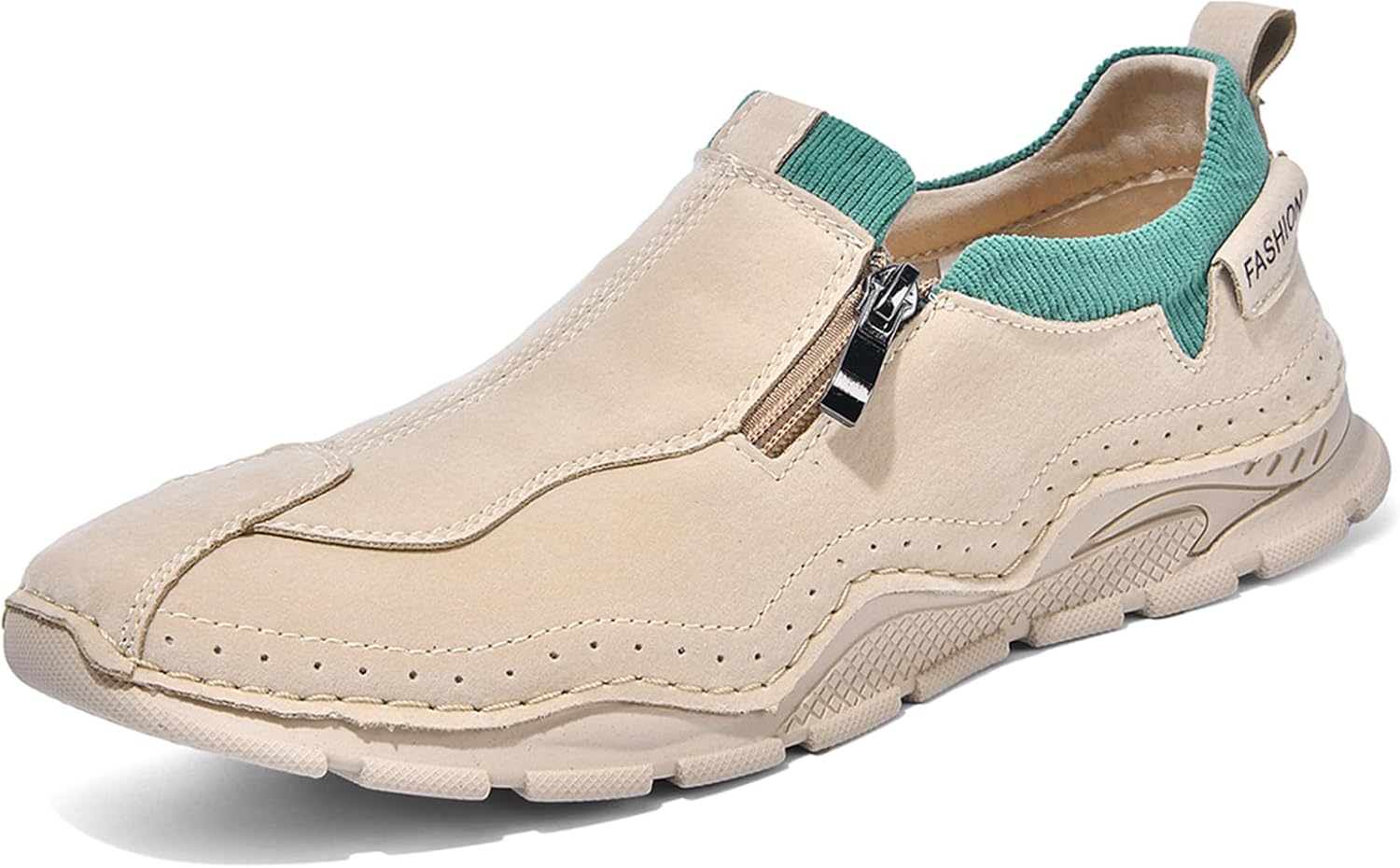 

Мужские повседневные лоферы PTNOKA с молнией, удобной поддержкой свода стопы, модные кроссовки для ходьбы, легкие противоскользящие обувь, зеленый