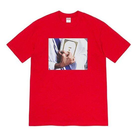 

Футболка fw19 week 7 bible tee printing short sleeve red Supreme, красный