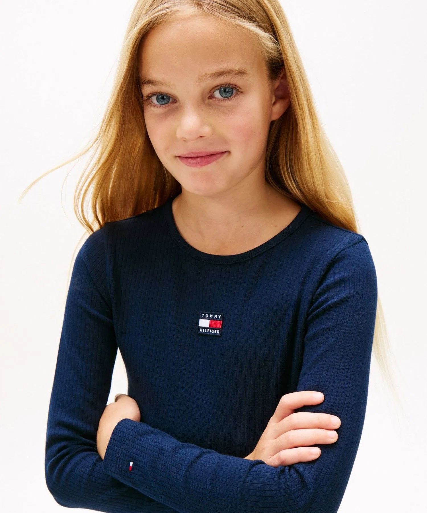 Детская футболка с длинным рукавом TOMMY HILFIGER с логотипом, белая — фото 2