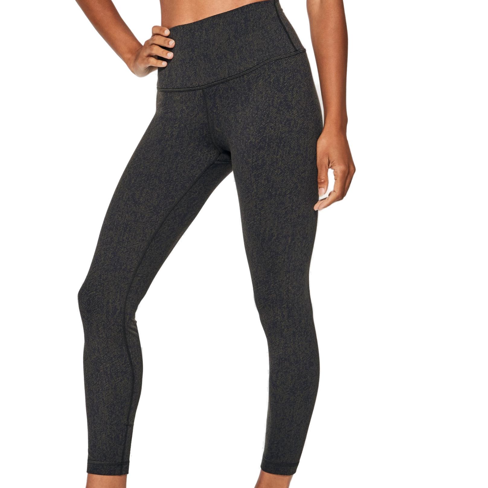 

Женские спортивные брюки Wunder Under черно-зеленого микс Lululemon, черно-зеленый микс