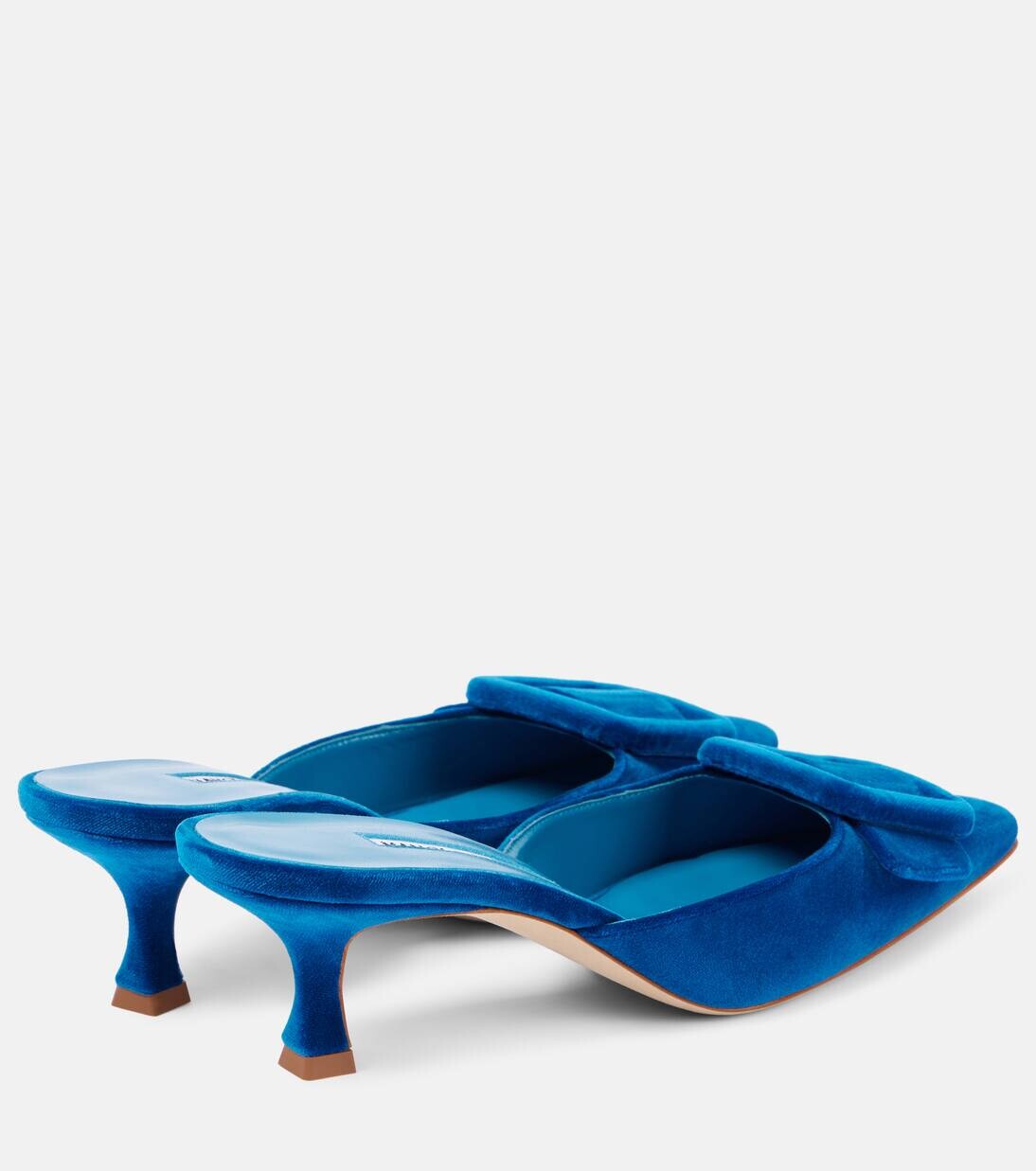 Мюли Maysale 50 бархатные Manolo Blahnik, цвет 4333 bblu — фото 2
