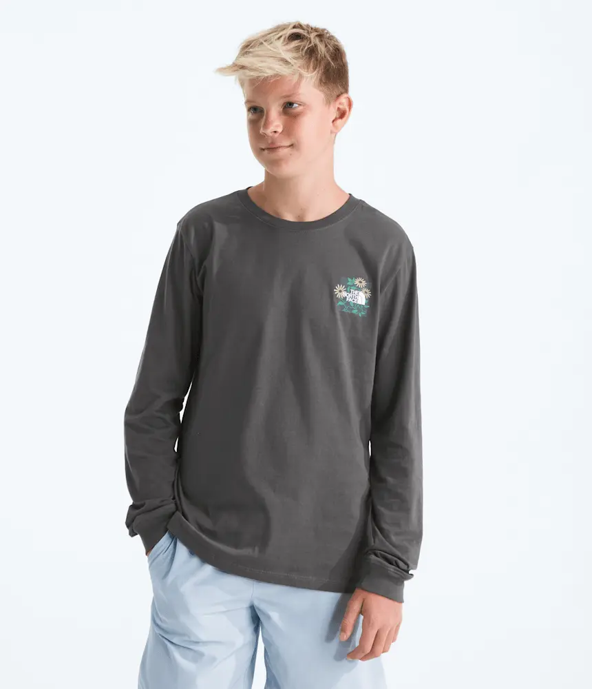 Футболка Evolution Disconnect с длинным рукавом для мальчиков и девочек с рисунком The North Face, Anthracite Grey — фото 4