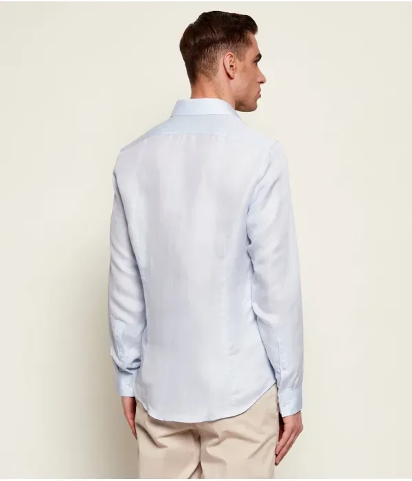 Льняная рубашка slim fit Calvin Klein, небесно-голубой — фото 3