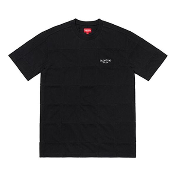 

Футболка fw18 patchwork pique tee black splicing short sleeve Supreme, черный