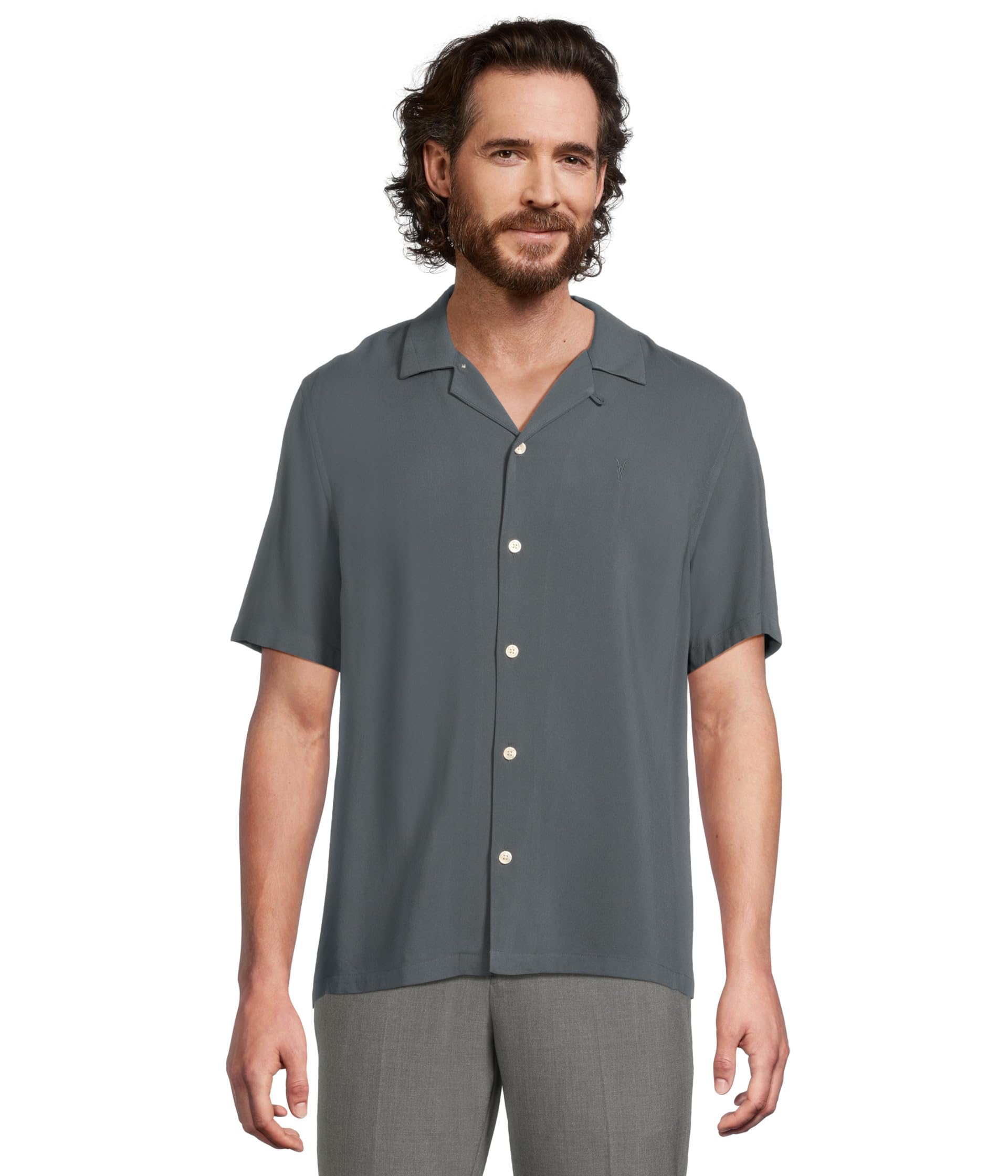 

Рубашка AllSaints Venice Short, цвет Rain Grey