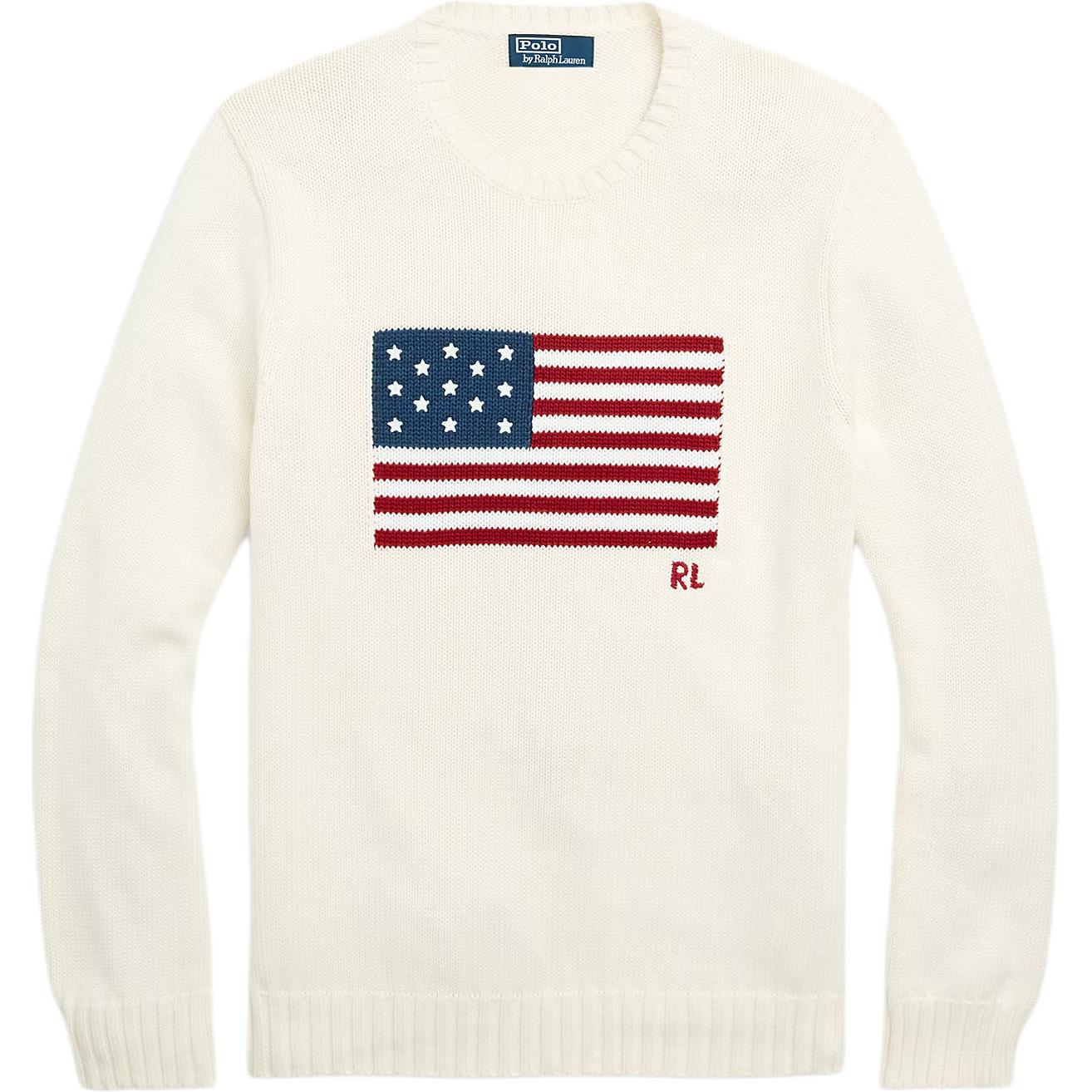 

Свитер с принтом флага Polo Ralph Lauren, кремовый белый