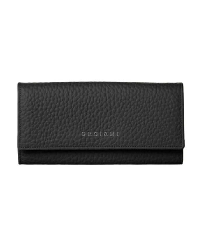 

Кошелек из кованой кожи с защитой от RFID-сканирования. Orciani, черный