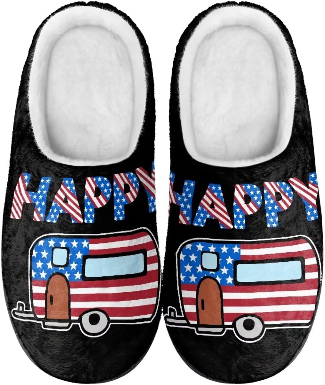 

Мужские и женские плюшевые тапочки, фланелевые теплые мягкие уютные тапочки, домашняя обувь для спальни/улицы, размеры 3-15 Zcfygdx, American Flag Car Text Print