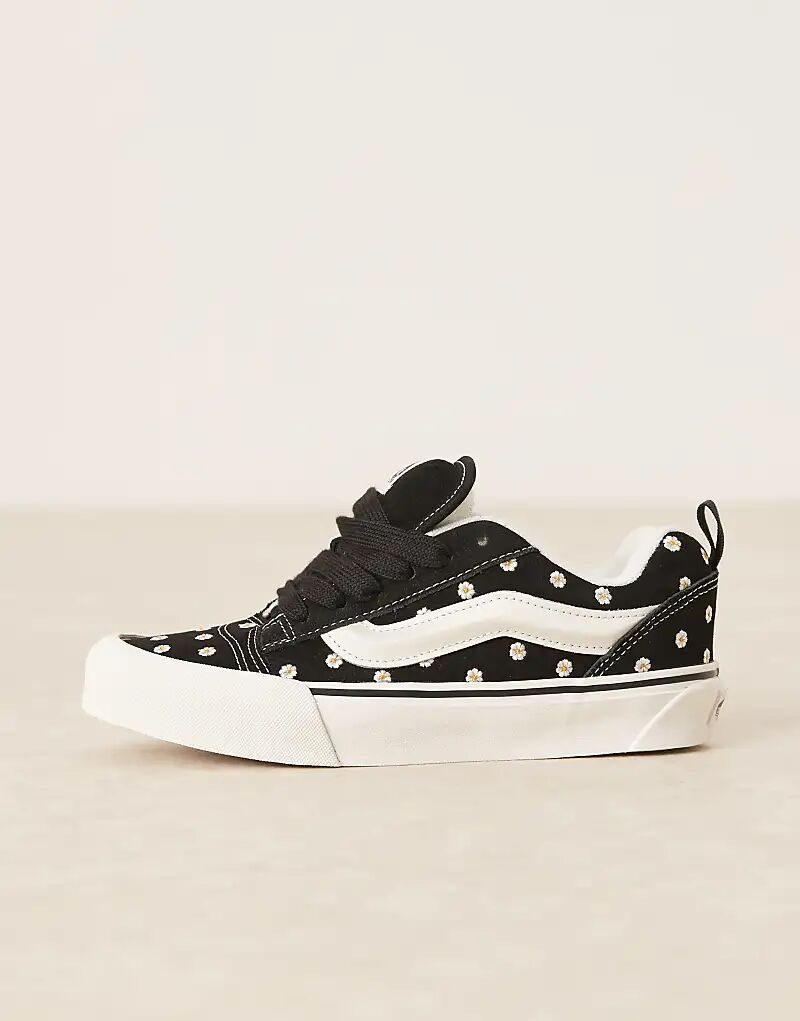 Кроссовки Vans Knu Skool черного цвета с цветочной вышивкой — фото 2
