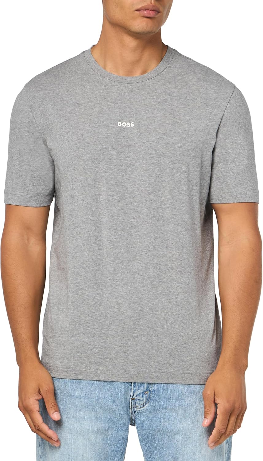 

Мужская хлопковая футболка BOSS с логотипом на груди, стандартного кроя, High Rise Grey, Серый, Мужская хлопковая футболка BOSS с логотипом на груди, стандартного кроя, High Rise Grey
