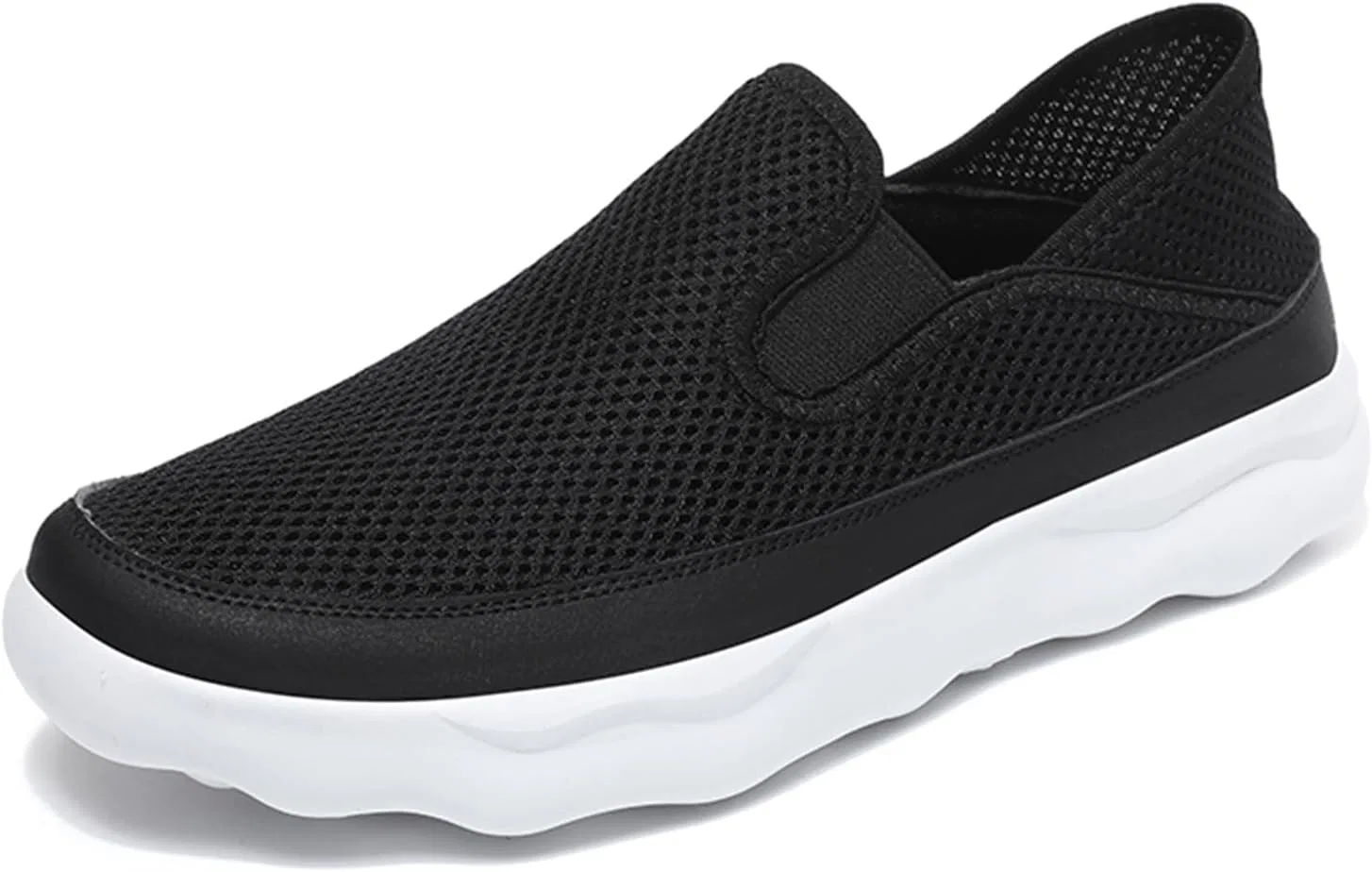 Мокасины дышащие, Slip on, черно-белые ZLNMLD
