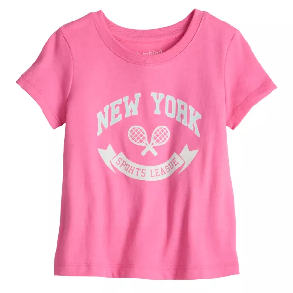 

Футболка с короткими рукавами и принтом для девочек 4–12 лет Jumping Beans, цвет new york pink
