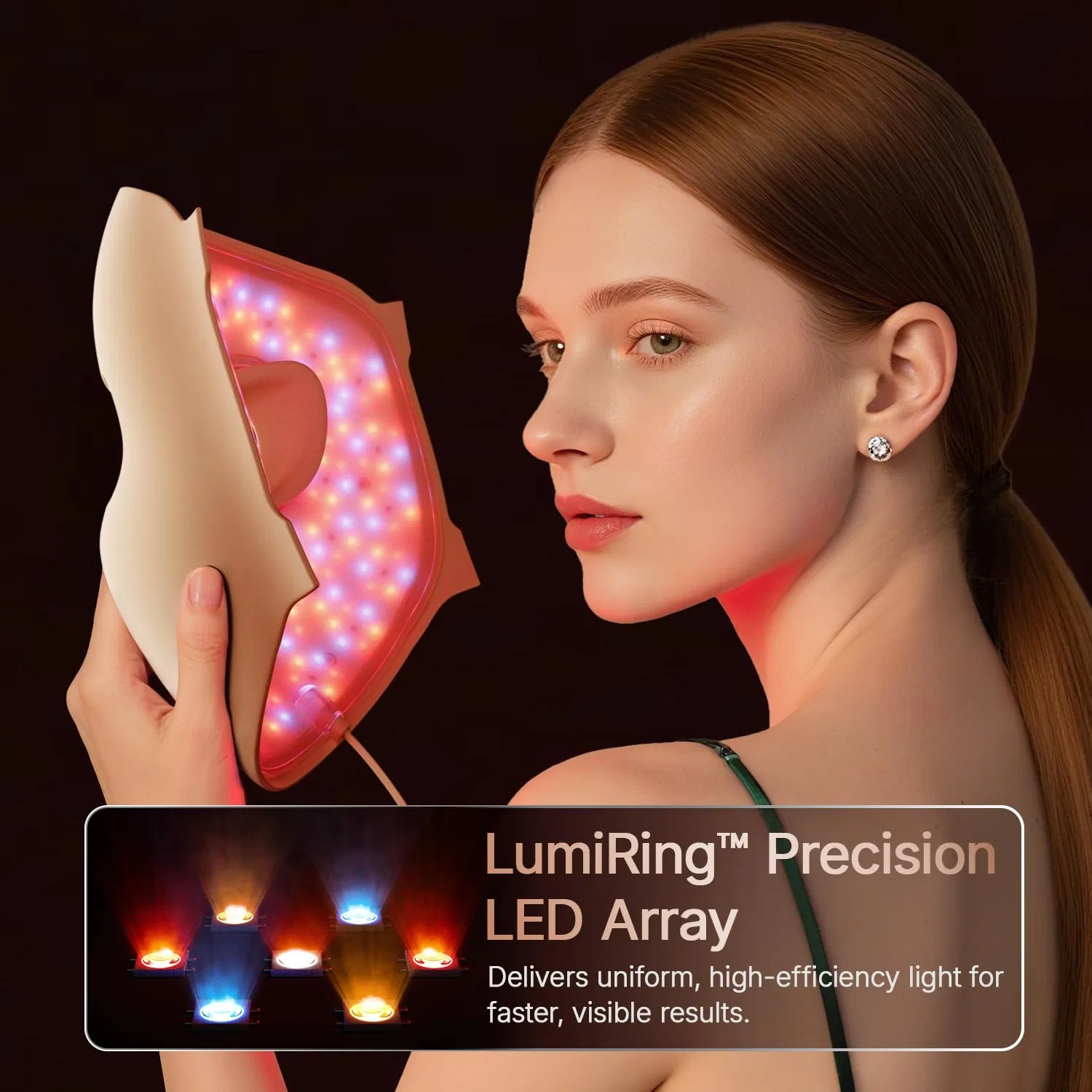 Маска для лица Hello Face — Для светотерапии 4D с 311 LED-элементами и инфракрасными волнами 851 нм ‎ , Champagne — фото 3