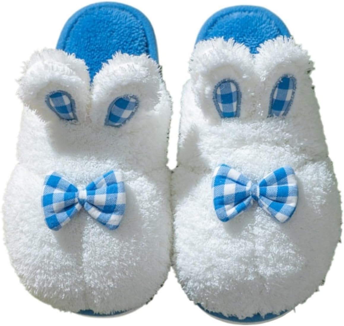 

Домашние тапочки с бантиком для женщин и мужчин, пушистые, милые, мягкие, теплые, для дома, с противоскользящей подошвой Elirar, белый/голубой/небесно-голубой