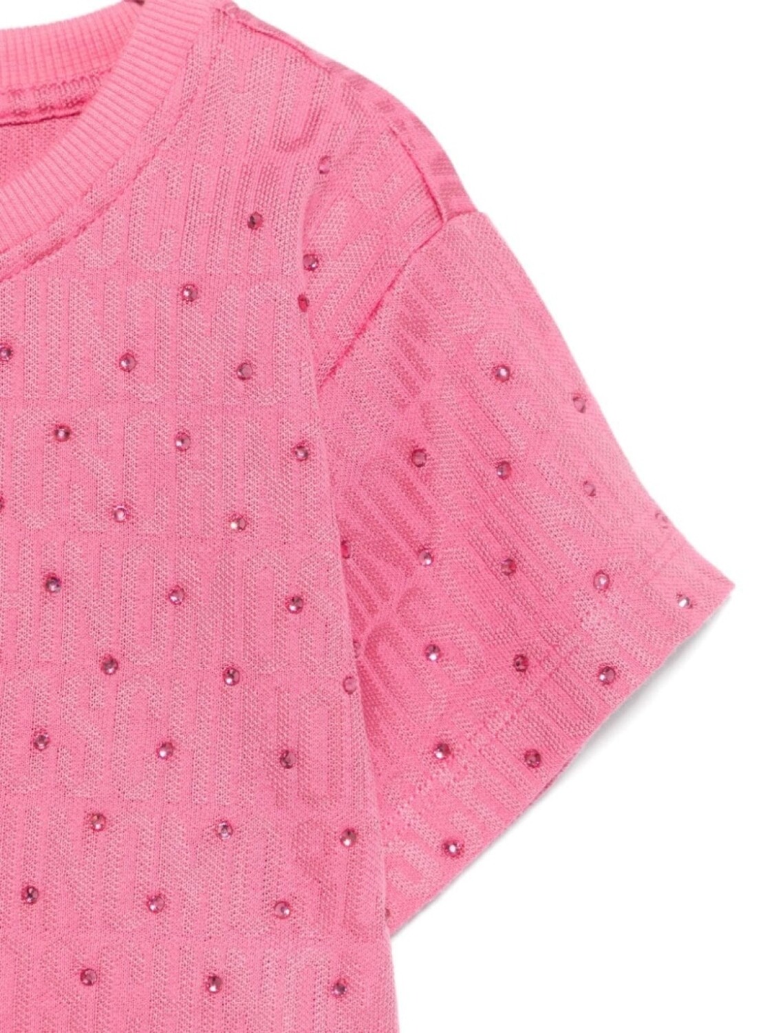 Moschino Kids футболка со стразами, розовый — фото 3