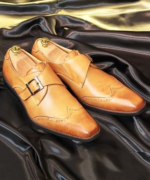 Мужские слипоны из натуральной кожи Wingtip Straight Tip ZINC коричневые