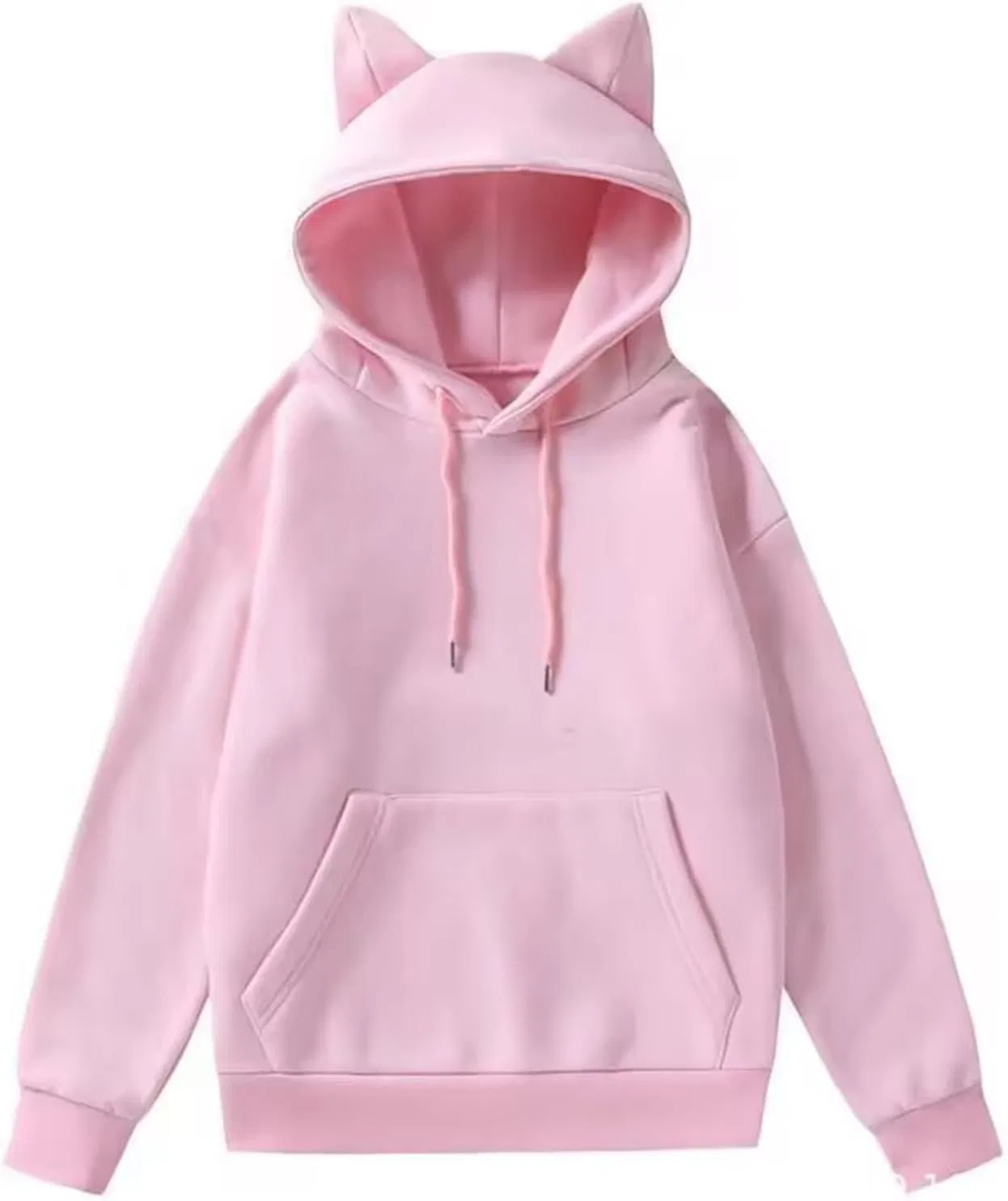 Толстовка с кошачьими ушками, флисовая, свободного кроя, Pink — фото 3