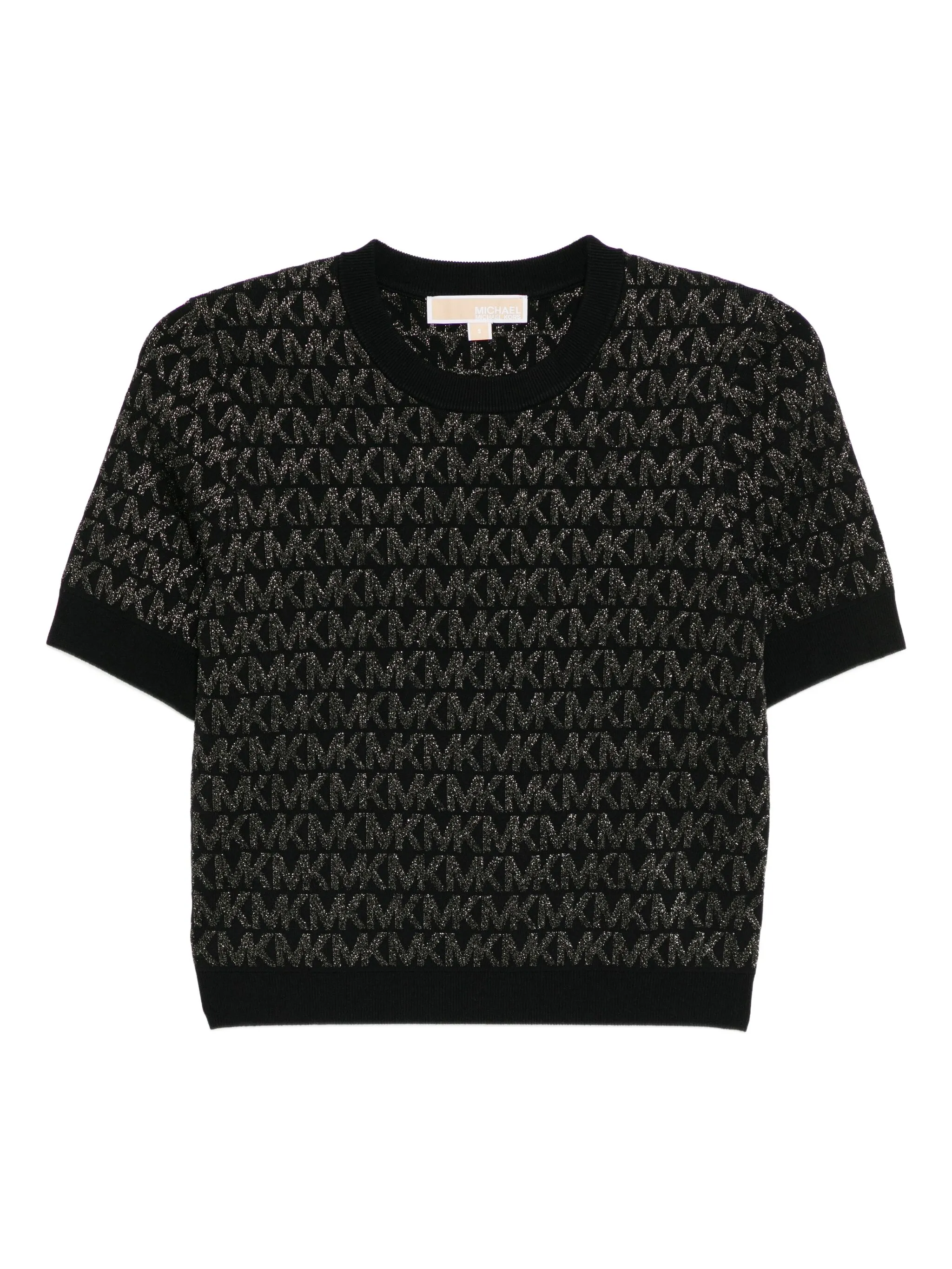 

Жаккардовый топ с эффектом металлик и логотипом Michael Kors, черный