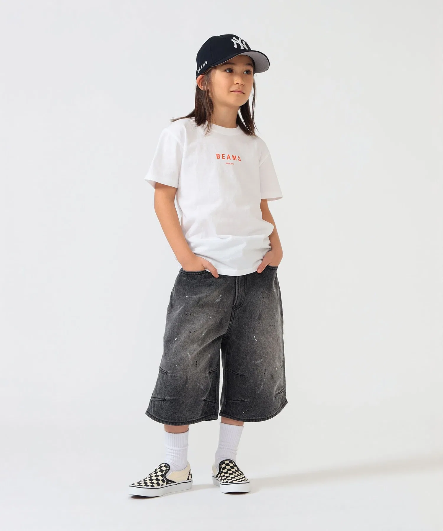 BEAMS × Kodomo BEAMS / Брюки широкие джинсовые Quarter-Length Painter Wide Denim Pants 2026 (110-160 см) — фото 4